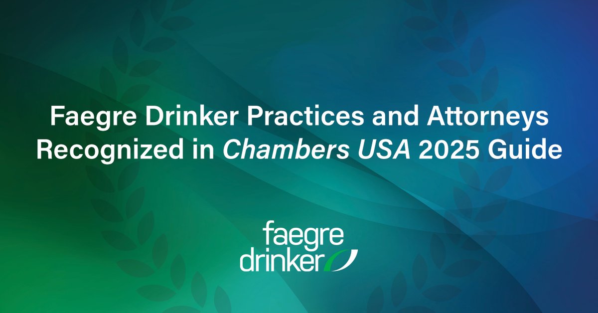 Faegre Drinker (@faegredrinker) on Twitter photo We are proud to share that Faegre Drinker was once again recognized by <a href="/ChambersGuides/">Chambers and Partners</a>!
In addition to highlighting the firm in 88 practice areas, the 2025 Guide recognized more than 215 of our attorneys.
Learn more about Faegre Drinker’s 2025 rankings: bit.ly/4dLwWXu We are proud to share that Faegre Drinker was once again recognized by <a href="/ChambersGuides/">Chambers and Partners</a>!
In addition to highlighting the firm in 88 practice areas, the 2025 Guide recognized more than 215 of our attorneys.
Learn more about Faegre Drinker’s 2025 rankings: bit.ly/4dLwWXu