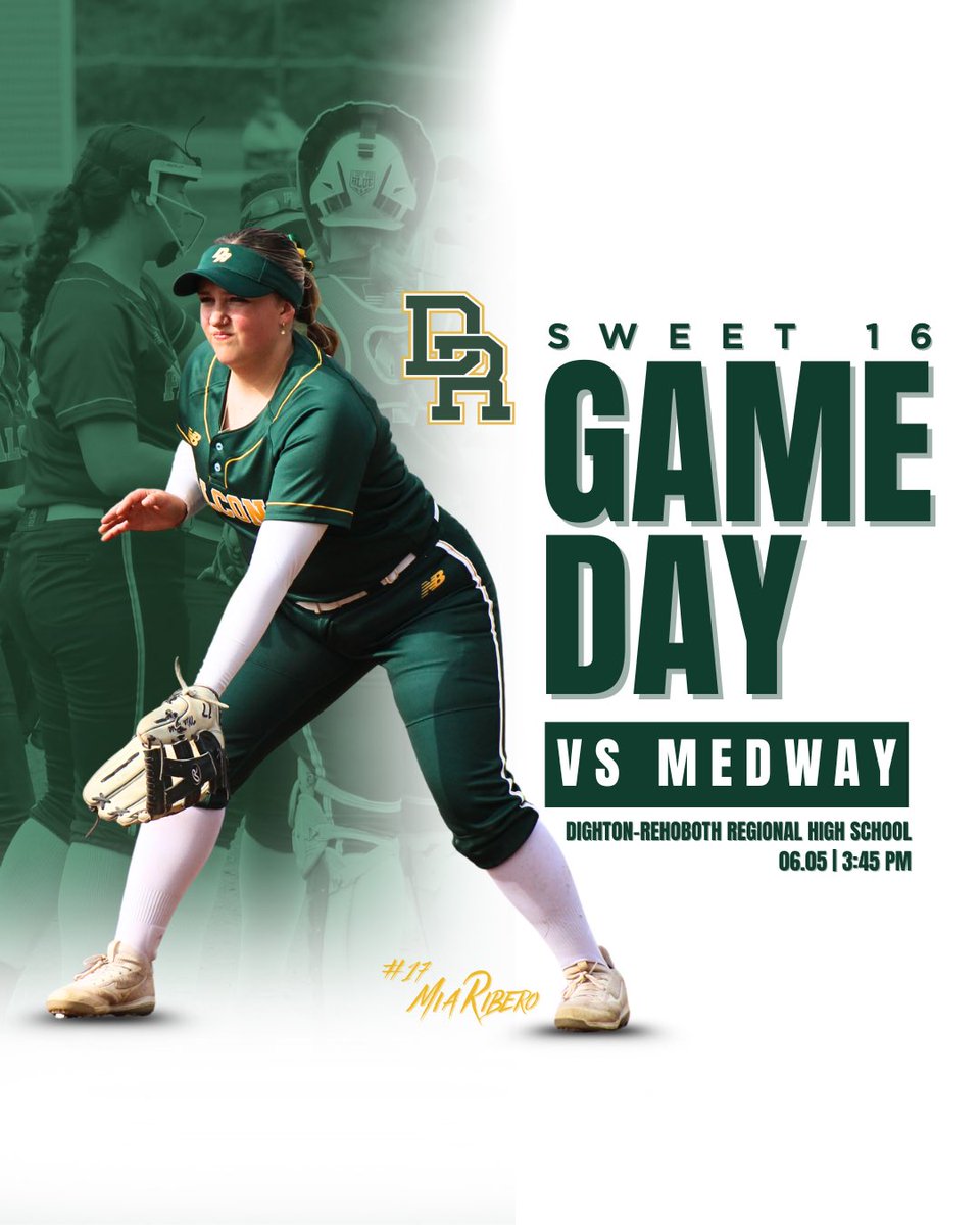 Coach Katie (@coach_kholmes) on Twitter photo 🥎GAME DAY🥎
SWEET 16
🆚Medway High School
⏰4:00 PM
📍Dighton Rehoboth High School
#WeAreDR
<a href="/BostonHeraldHS/">Danny Ventura</a> <a href="/GlobeSchools/">Boston Globe Schools</a> <a href="/TheTylerHetu/">Tyler Hetu</a> <a href="/CamMerritt_News/">Cameron Merritt</a> 🥎GAME DAY🥎
SWEET 16
🆚Medway High School
⏰4:00 PM
📍Dighton Rehoboth High School
#WeAreDR
<a href="/BostonHeraldHS/">Danny Ventura</a> <a href="/GlobeSchools/">Boston Globe Schools</a> <a href="/TheTylerHetu/">Tyler Hetu</a> <a href="/CamMerritt_News/">Cameron Merritt</a>