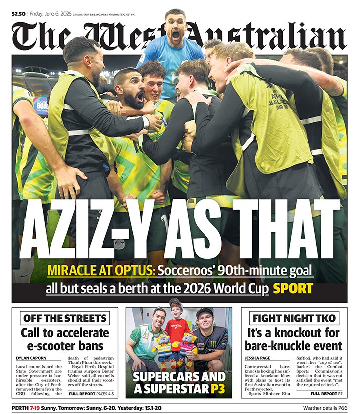The front page of Friday's The West Australian.