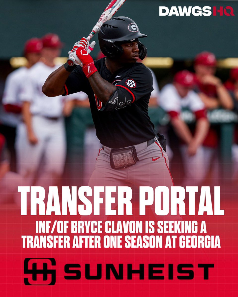Jeremy Johnson (@jeremyo_johnson) on Twitter photo 🚨Breaking: Georgia infielder Bryce Clavon has entered the transfer portal. #GoDawgs
Story: on3.com/teams/georgia-… 🚨Breaking: Georgia infielder Bryce Clavon has entered the transfer portal. #GoDawgs
Story: on3.com/teams/georgia-…