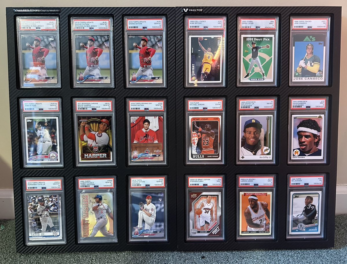 A few of my pretty small sports card collection in my awesome <a href="/vaultedcollect/">Vaulted®</a> display. 

What’s your favorite sports card you own?