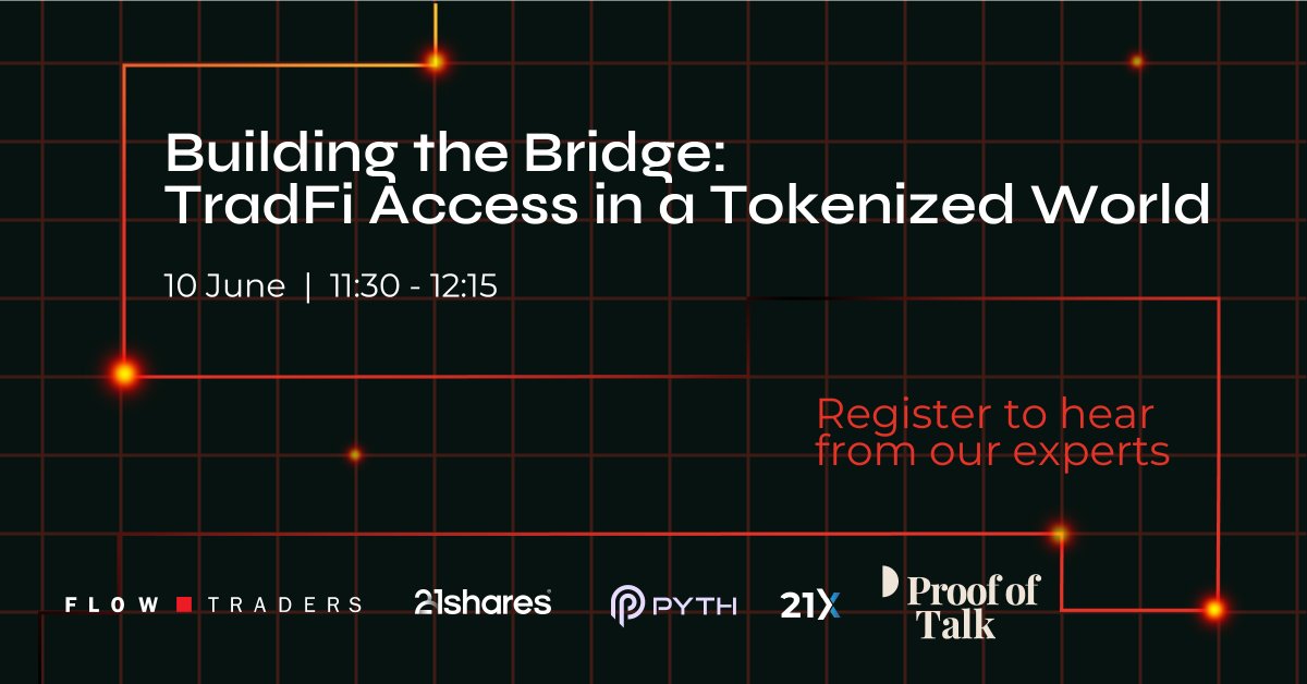 Flow Traders (@flowtraders) on Twitter photo We’re excited to join <a href="/proofoftalk/">Proof of Talk</a> next week!
Our workshop dives into tokenization, full of ideas, innovation, and hype. But what will actually stick?
Join us + a panel of experts, featuring <a href="/21Shares/">21Shares</a>, <a href="/PythNetwork/">Pyth Network 🔮</a> and <a href="/tradeon21x/">21X - European DLT Exchange</a> to explore what tokenization really means for We’re excited to join <a href="/proofoftalk/">Proof of Talk</a> next week!
Our workshop dives into tokenization, full of ideas, innovation, and hype. But what will actually stick?
Join us + a panel of experts, featuring <a href="/21Shares/">21Shares</a>, <a href="/PythNetwork/">Pyth Network 🔮</a> and <a href="/tradeon21x/">21X - European DLT Exchange</a> to explore what tokenization really means for