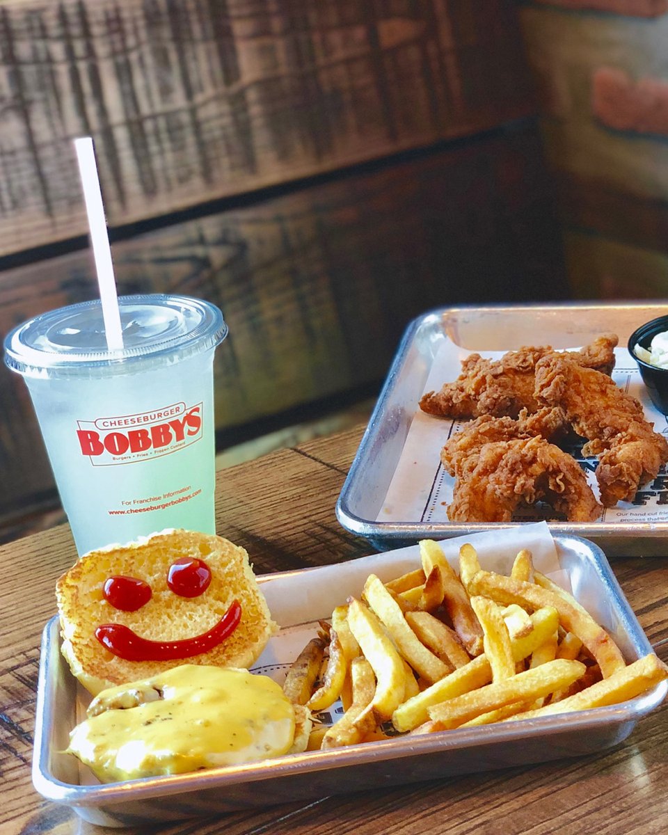 When your burger smiles back at you—you know it's gonna be good! 😊  

We’ve got the family-time flavor at Bobby’s—so tonight grab the Fam and a couple of Kid’s Meals. 🍔 Find your closest Bobby’s here: bit.ly/3esXld2
