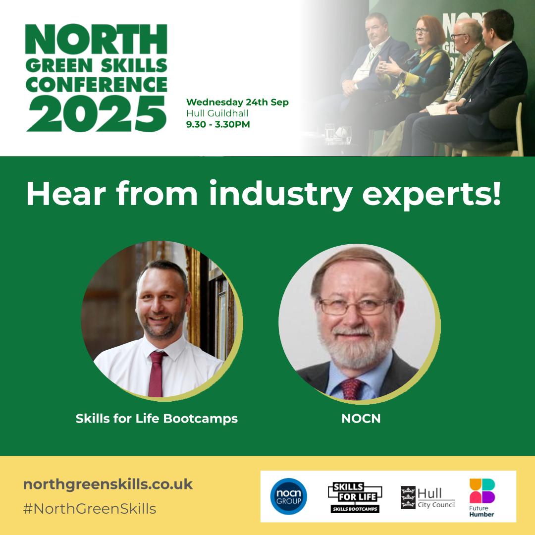 Our Green Skills Conference in Hull will bring together some of the North's most forward-thinking leaders, educators, and sustainability champions. 
Book your tickets now to join us on 24th September - northgreenskills.co.uk