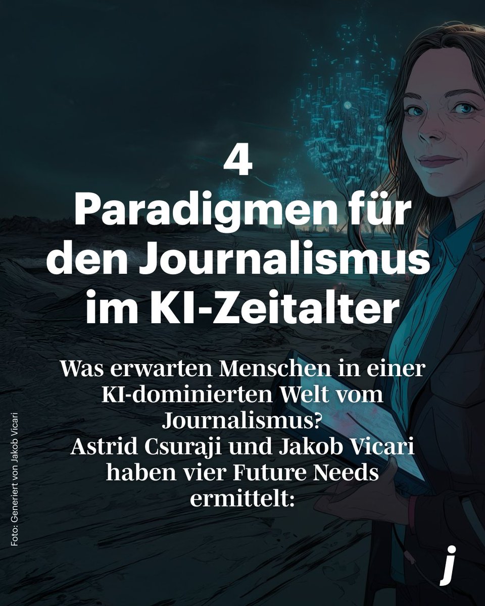 journ_online's tweet image. Was erwarten Menschen von Journalismus im Jahr 2035?
Jakob Vicari geht im journalist auf eine fiktive Reise und stellt dabei neue Paradigmen für den Journalismus im KI-Zeitalter auf.
Alle Paradigmen hier frei lesen: journalist.de/werkstatt/werk…