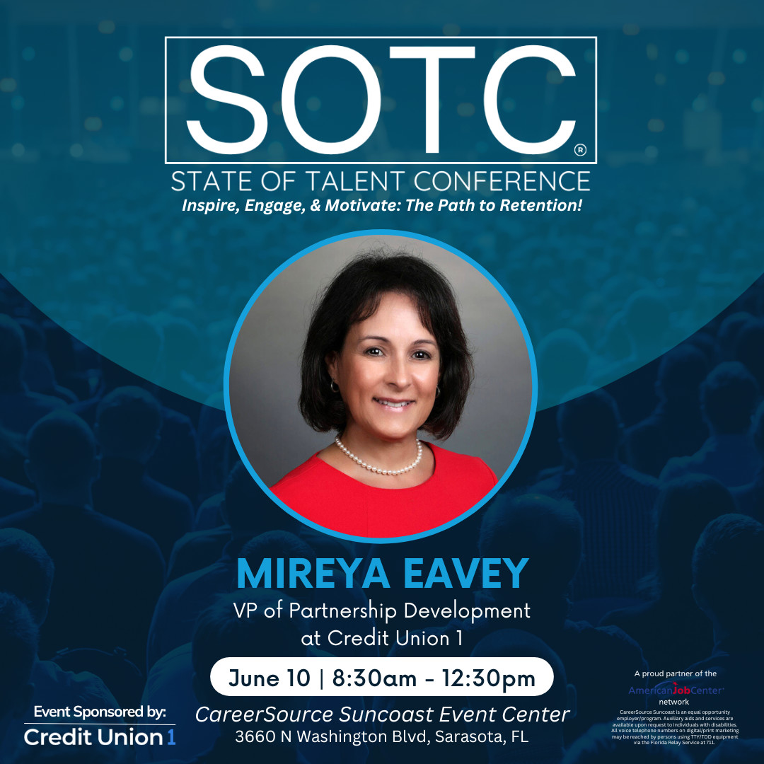CareerSource Suncoast (@careersourcesc) on Twitter photo Join Mireya Eavey for her SOTC 2025 session: "Financial Wellbeing at Work" where she will dive into strategies for supporting employee financial health—an essential ingredient in today’s workforce.
Register now: careersourcesuncoast.com/sotc/
This event is sponsored by <a href="/MyCreditUnion1/">Credit Union 1</a> Join Mireya Eavey for her SOTC 2025 session: "Financial Wellbeing at Work" where she will dive into strategies for supporting employee financial health—an essential ingredient in today’s workforce.
Register now: careersourcesuncoast.com/sotc/
This event is sponsored by <a href="/MyCreditUnion1/">Credit Union 1</a>