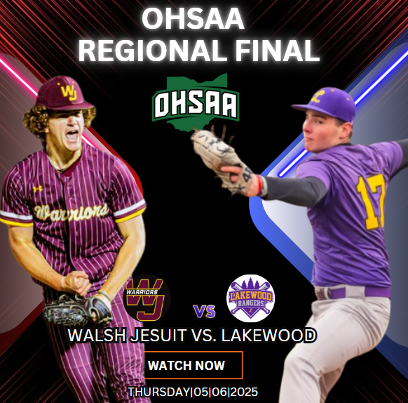 Prep Hoops Ohio (@prephoops_oh) on Twitter photo ⚾️ OHSAA Regional Final
<a href="/Lkwd_Baseball/">LHS Rangers Baseball</a> vs. <a href="/WJHS_Baseball/">Walsh Jesuit Baseball</a>
📺 bit.ly/4B0J7BL
📅 Thursday|05|06
⏰ @ 5p.
<a href="/realdrewjones1/">Drew Jones</a> <a href="/LeoSoneson10/">Leo Soneson</a> <a href="/RileyVerderber/">Riley Verderber</a> <a href="/LCBABaseball/">Lakewood CBA</a> <a href="/ChrisBru24/">Chris Brubaker</a> <a href="/ZSwid88/">Zach Swiderski</a> <a href="/holcombandrew19/">Andrew Holcomb</a> <a href="/ARamon2025/">Alexander Ramon</a> <a href="/Coach_Redmond_/">Matt Redmond</a> ⚾️ OHSAA Regional Final
<a href="/Lkwd_Baseball/">LHS Rangers Baseball</a> vs. <a href="/WJHS_Baseball/">Walsh Jesuit Baseball</a>
📺 bit.ly/4B0J7BL
📅 Thursday|05|06
⏰ @ 5p.
<a href="/realdrewjones1/">Drew Jones</a> <a href="/LeoSoneson10/">Leo Soneson</a> <a href="/RileyVerderber/">Riley Verderber</a> <a href="/LCBABaseball/">Lakewood CBA</a> <a href="/ChrisBru24/">Chris Brubaker</a> <a href="/ZSwid88/">Zach Swiderski</a> <a href="/holcombandrew19/">Andrew Holcomb</a> <a href="/ARamon2025/">Alexander Ramon</a> <a href="/Coach_Redmond_/">Matt Redmond</a>