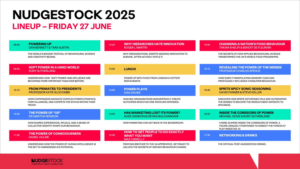 🚀 Forget Glastonbury - NUDGESTOCK is the real festival of the year!

The Full lineup just dropped. A powerhouse of speakers ready to decode POWER in ways you've never imagined.
Last 3 rows of tickets - grab yours before they're gone! 
🎟️
eventbrite.co.uk/e/nudgestock-2…

#Nudgestock2025