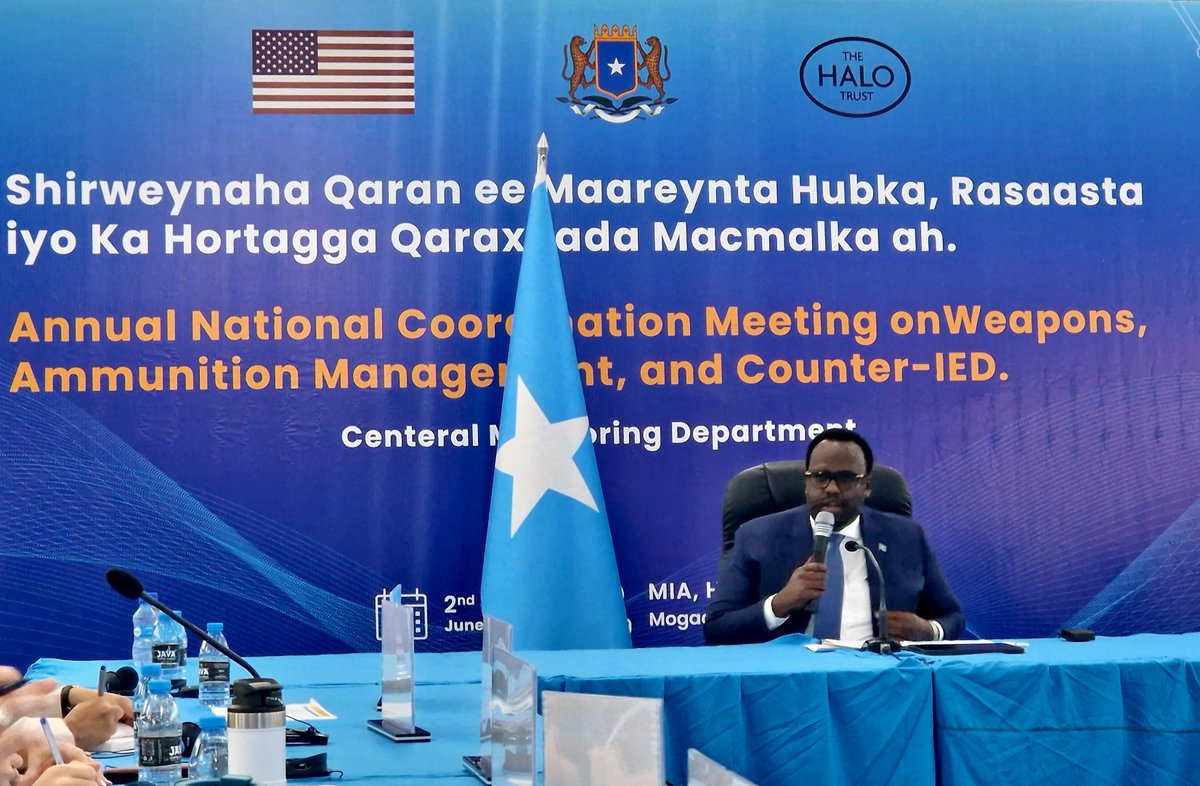 iom_somalia's tweet photo. “All Somalis should be able to lead a hazard free life” -  DPM @SalahJama at the annual WAM &amp; C-IED meeting, organized by @ONSomalia &amp; @TheHALOTrust.

IOM’s Collaborative Safety &amp; Security Framework works with communities to identify and mitigate local security risks. https://t.co/5XwWRygVtD