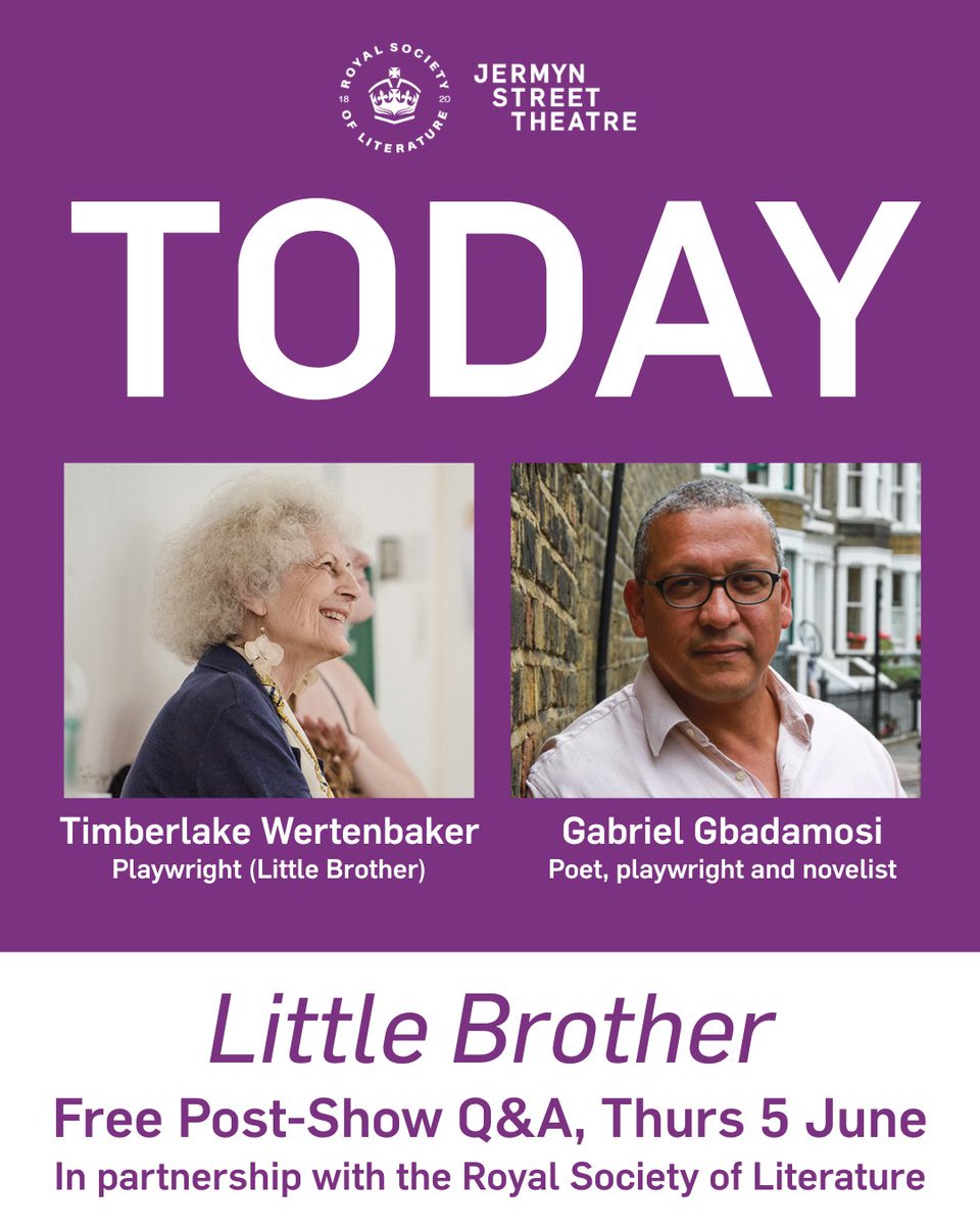 Jermyn Street Theatre (@jstheatre) on Twitter photo Today, we're thrilled to be collaborating with <a href="/RSLiterature/">Royal Society of Literature</a> to offer a post-show event for Little Brother!🎉
Book tickets for tonight's show to enjoy a conversation between acclaimed playwright Timberlake Wertenbaker & poet, playwright & novelist Gabriel Gbadamosi. Today, we're thrilled to be collaborating with <a href="/RSLiterature/">Royal Society of Literature</a> to offer a post-show event for Little Brother!🎉
Book tickets for tonight's show to enjoy a conversation between acclaimed playwright Timberlake Wertenbaker & poet, playwright & novelist Gabriel Gbadamosi.