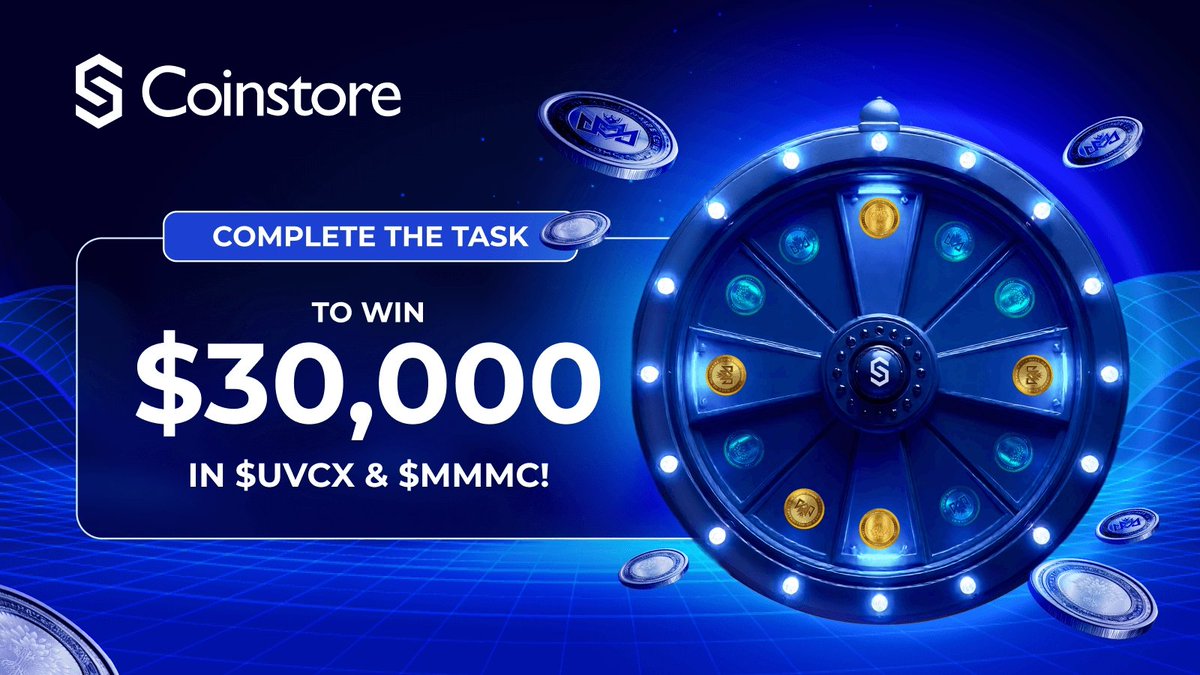 CoinstoreExc's tweet photo. A NEW ROUND of the @CoinstoreExc Lucky Spin is HERE! ✨

This round features $UVCX & $MMMC with a massive $30,000 PRIZE POOL! 💰

COMPLETE THE TASK ➡️ SPIN THE WHEEL ➡️ WIN BIG!

🗓️ Event Period: June 5 - June 19 

🔗 Start Spinning NOW: https://t.co/QHrXGZSmeU

#SpinToWin #CryptoPrizes #Giveaway