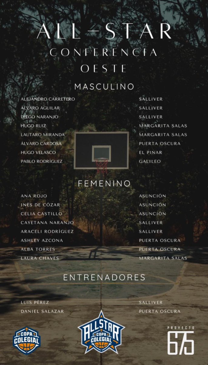 Las plantillas del All-Star de <a href="/CopaColegialMLG/">CopaColegialMLG</a>.

 <a href="/ColegioSalliver/">ColegioSalliver</a>, <a href="/CBNovaschool/">CB Novaschool</a>, <a href="/ADasuncion/">ADAsunción</a> o <a href="/CDJPuertaOscura/">CD Puerta Oscura</a>, entre otros, representados en la cita con las estrellas de la competición malagueña.

#UnaCopaDe10