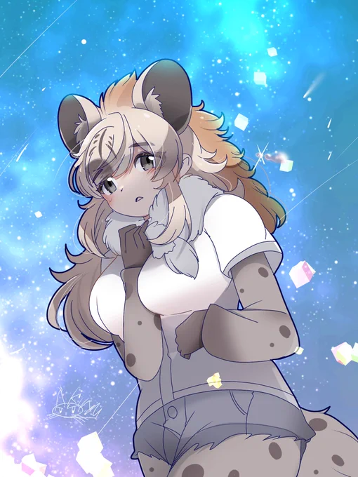 星空とブチハイエナさん #けものフレンズ #けもフレ
