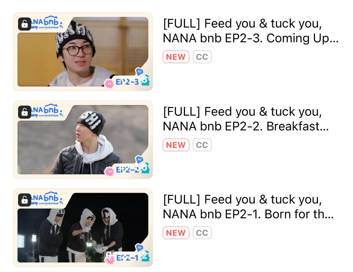 NANA bnb with SEVENTEEN Episode 2 🤍 EP2-1 : 1 hour & 27 minutes EP2-2 : 47  minutes & 56 seconds EP2-3 : 1 minute & 18 seconds
