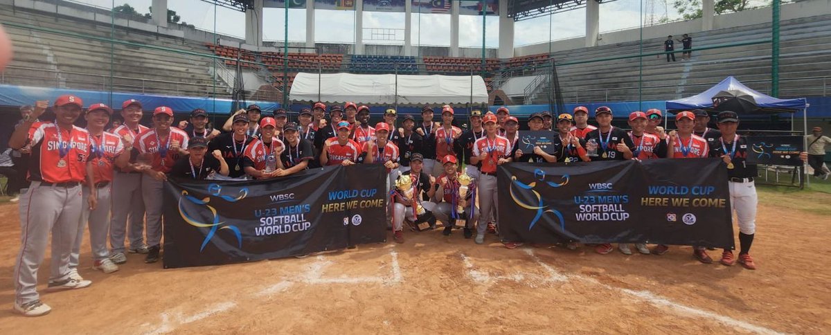 WBSC_SG_Beng's tweet photo. U23 Men Softball Asia Cup 2025 - World Cup Qualifier in Bangkok - 2 World Cup Asia slots. 
Today 05 Jun Finals
5th-6th place IND 10 - HKG 0
Bronze THA 5 v MAS 4
Gold JPN 9 v SGP 2.
JPN &amp; SGP qualify for World Cup - HERE THEY COME https://t.co/EuDZ2xR9BX