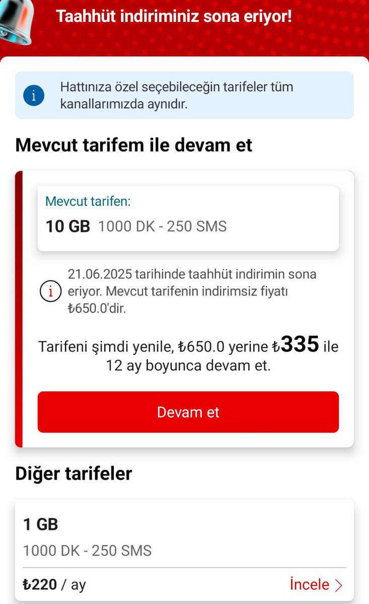 Mücahit_45🇹🇷 (@mtefci) on Twitter photo Vodafone mevcut aboneye 10gb 335tl teklifi sunuluyor,hattımı taşırsam 10gb 158TL.Bu fiyat farkının MANTIKLI bir açıklamasını yapar mısınız müşteri hizmetleri,her yıl hat değistirmek zorunda mıyız.Vatandas mağdur devlet çözüm
<a href="/a_uraloglu/">Abdulkadir URALOĞLU</a> <a href="/UABakanligi/">T.C. Ulaştırma ve Altyapı Bakanlığı</a> <a href="/VodafoneDestek/">Vodafone Destek</a> <a href="/VodafoneTR/">Vodafone Türkiye</a> Vodafone mevcut aboneye 10gb 335tl teklifi sunuluyor,hattımı taşırsam 10gb 158TL.Bu fiyat farkının MANTIKLI bir açıklamasını yapar mısınız müşteri hizmetleri,her yıl hat değistirmek zorunda mıyız.Vatandas mağdur devlet çözüm
<a href="/a_uraloglu/">Abdulkadir URALOĞLU</a> <a href="/UABakanligi/">T.C. Ulaştırma ve Altyapı Bakanlığı</a> <a href="/VodafoneDestek/">Vodafone Destek</a> <a href="/VodafoneTR/">Vodafone Türkiye</a>