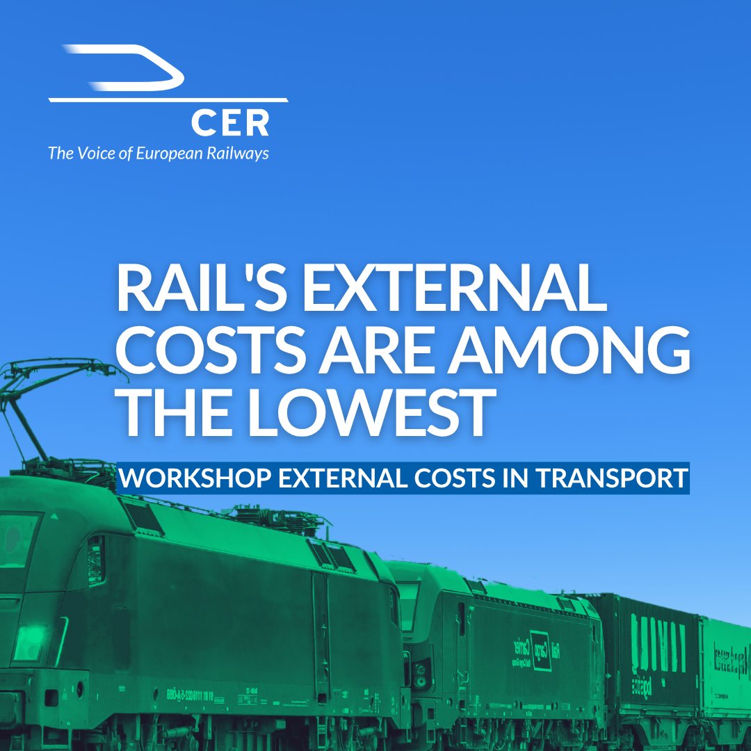 CER_railways's tweet photo. 🤔 Wondering what are external costs in transport?

CER hosted a workshop on external costs, bringing together European railways &amp; the European Commission to assess the performance of different transport modes and explore approaches for internalising external costs.

(1/3) https://t.co/q1adJlbo3K