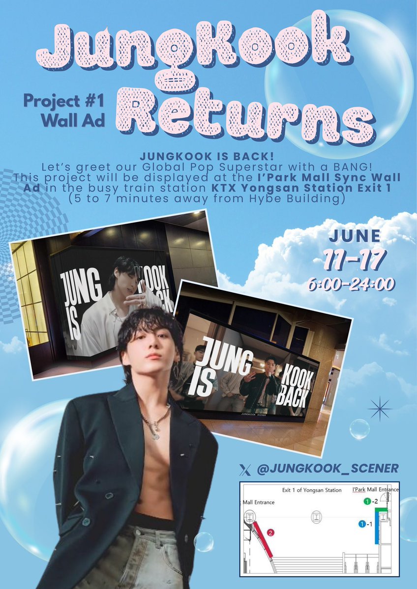 TEAM JUNGKOOK TH (@1bforjk) on Twitter photo บ้านเบสจองกุก .<a href="/JungKook_Scener/">JungKook YouTube Streaming Team</a> จัดโปรเจคต้อนรับการกลับมาของจองกุกที่ใจกลาง Yongsan ย่านที่มีคนสัญจรหนาแน่นใน Seoul แบบ Seven Days A Week!
📍I Park Mall Sync Wall ทางออก 1 ของ KTX Yongsan Station
📆 11-17 มิ.ย.
⏰ 6 AM-เที่ยงคืน (วิดีโอ 20 วิ, 100 รอบ)
JUNGKOOK RETURNS บ้านเบสจองกุก .<a href="/JungKook_Scener/">JungKook YouTube Streaming Team</a> จัดโปรเจคต้อนรับการกลับมาของจองกุกที่ใจกลาง Yongsan ย่านที่มีคนสัญจรหนาแน่นใน Seoul แบบ Seven Days A Week!
📍I Park Mall Sync Wall ทางออก 1 ของ KTX Yongsan Station
📆 11-17 มิ.ย.
⏰ 6 AM-เที่ยงคืน (วิดีโอ 20 วิ, 100 รอบ)
JUNGKOOK RETURNS