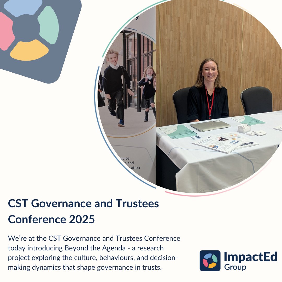 ImpactEd Group (@impacted_group) on Twitter photo We’re at the <a href="/CSTvoice/">Confederation of School Trusts</a> Governance and Trustees Conference today introducing Beyond the Agenda - a research project exploring the culture, behaviours, and decision-making dynamics that shape governance in trusts.
Whether you're a trustee, governance professional or executive We’re at the <a href="/CSTvoice/">Confederation of School Trusts</a> Governance and Trustees Conference today introducing Beyond the Agenda - a research project exploring the culture, behaviours, and decision-making dynamics that shape governance in trusts.
Whether you're a trustee, governance professional or executive