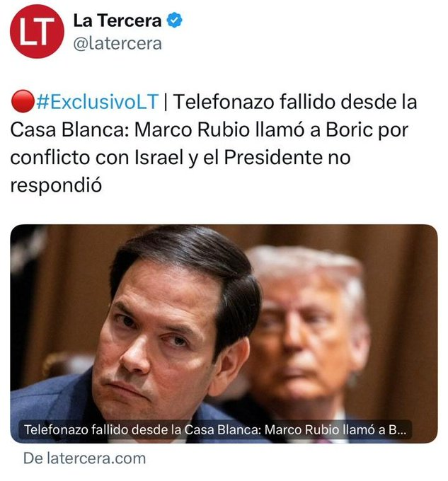 #ChileEnManosDeCorruptos- Bloqueo zurdos bastardos (@acambiarlos) on Twitter photo Estimado Sr. Rubio
Queda poco para que saquemos al "Error de Chile", el retrasado mental comunista.
Aguántenos unos meses por favor <a href="/marcorubio/">Marco Rubio</a> Estimado Sr. Rubio
Queda poco para que saquemos al "Error de Chile", el retrasado mental comunista.
Aguántenos unos meses por favor <a href="/marcorubio/">Marco Rubio</a>