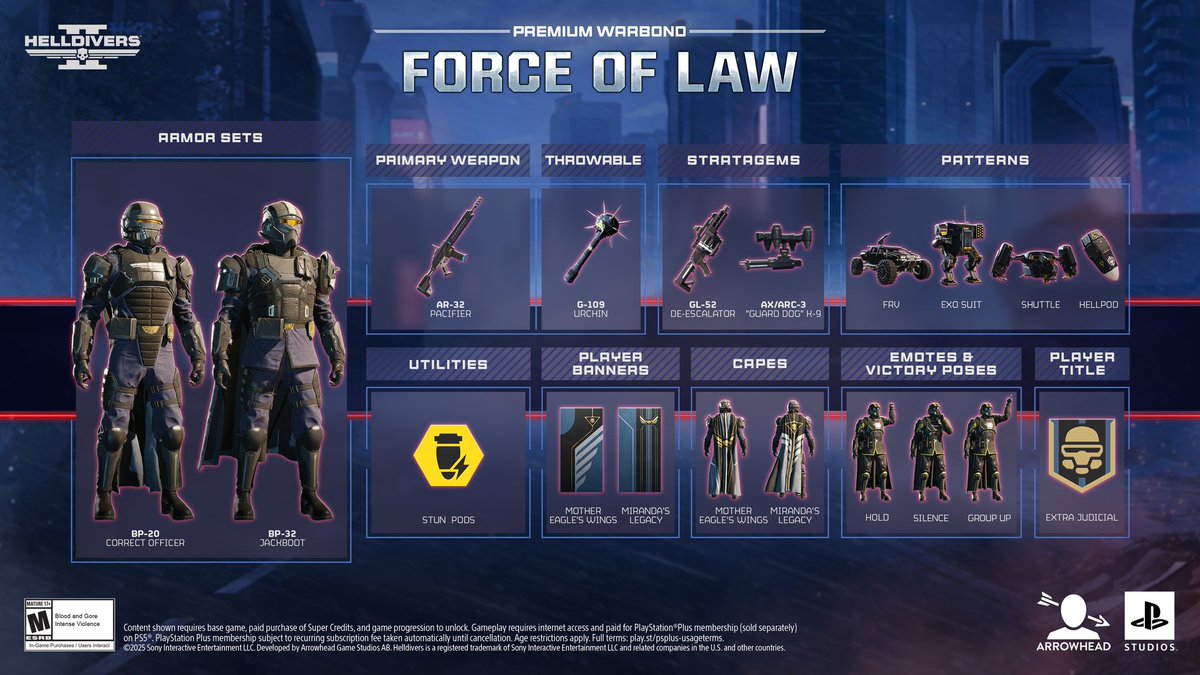 Helldivers 2’s "Force of Law" Premium Warbond drops on June 12.