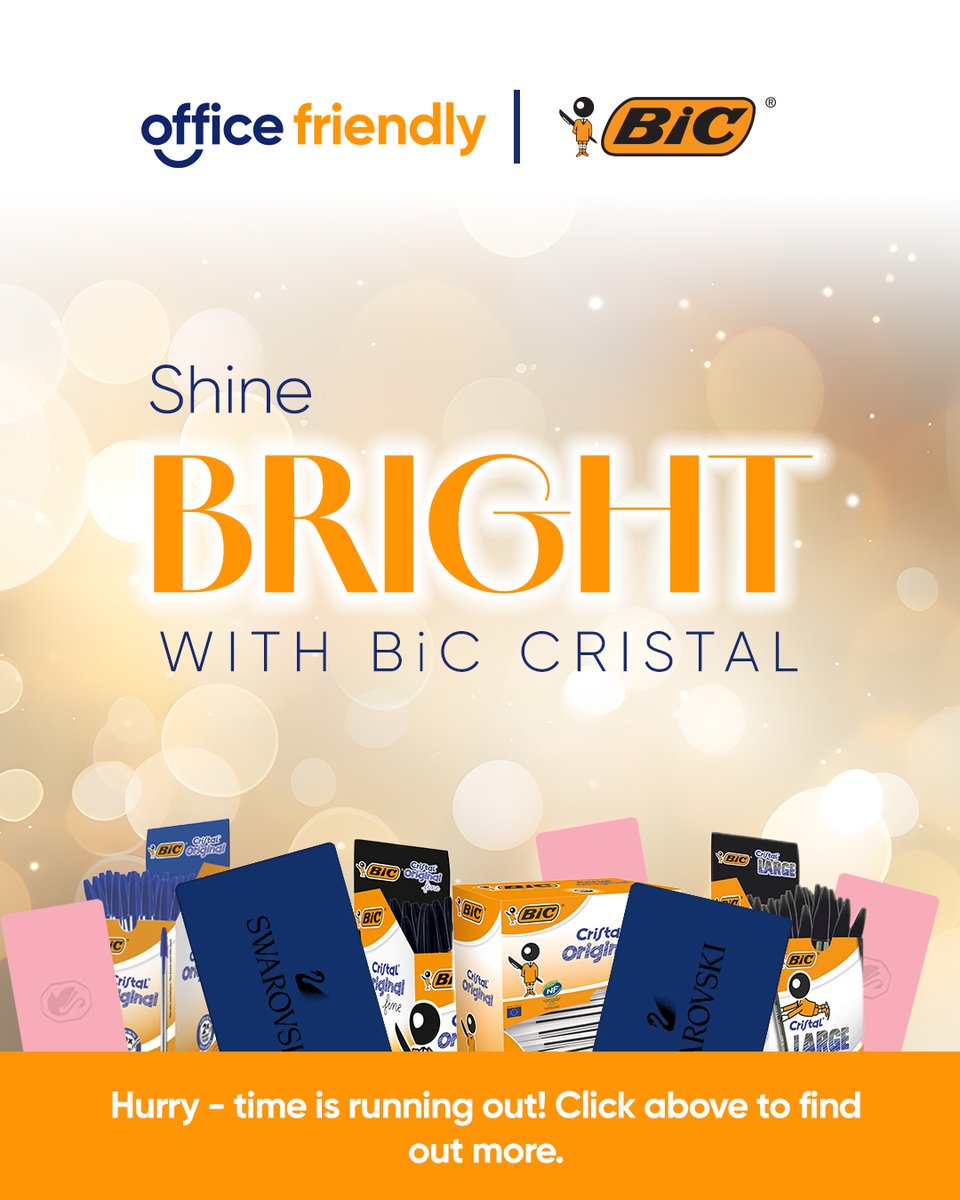 ✨ Shine bright and win big with BiC Cristal! ✨

There’s still time to boost your BiC sales and be in with a chance to win a Swarovski Crystal Gift Card.

Every sale counts – don’t miss your chance!

Find out more 
👉 officefriendly.co.uk/community/even…

#incentive #BiC #OfficeFriendly