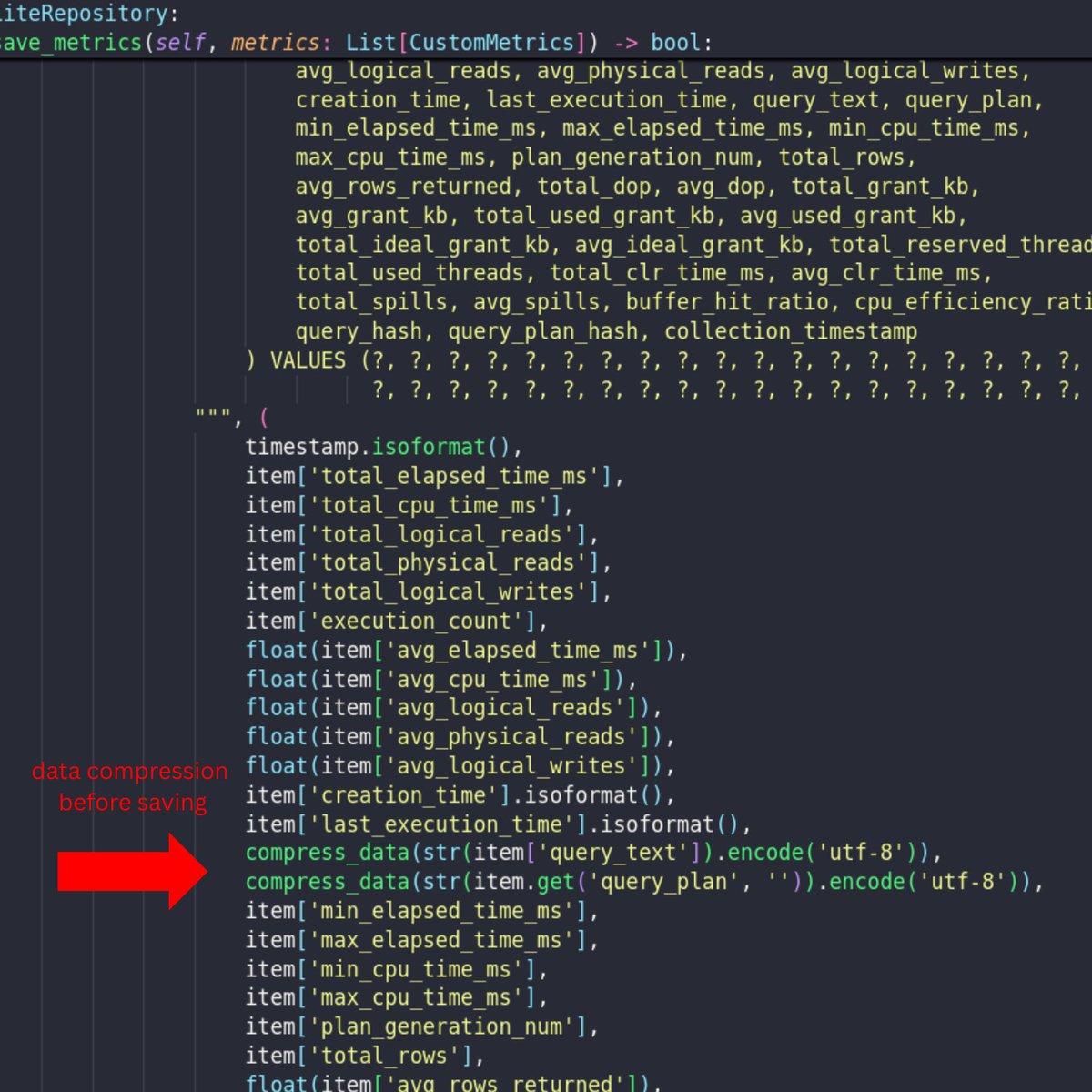 M4nol1n's tweet photo. Saved 100x space in my database by storing large data as compressed blobs. Database size reduced from 122 MB to 0.37 MB. 😎 https://t.co/9zjdLyfUtY