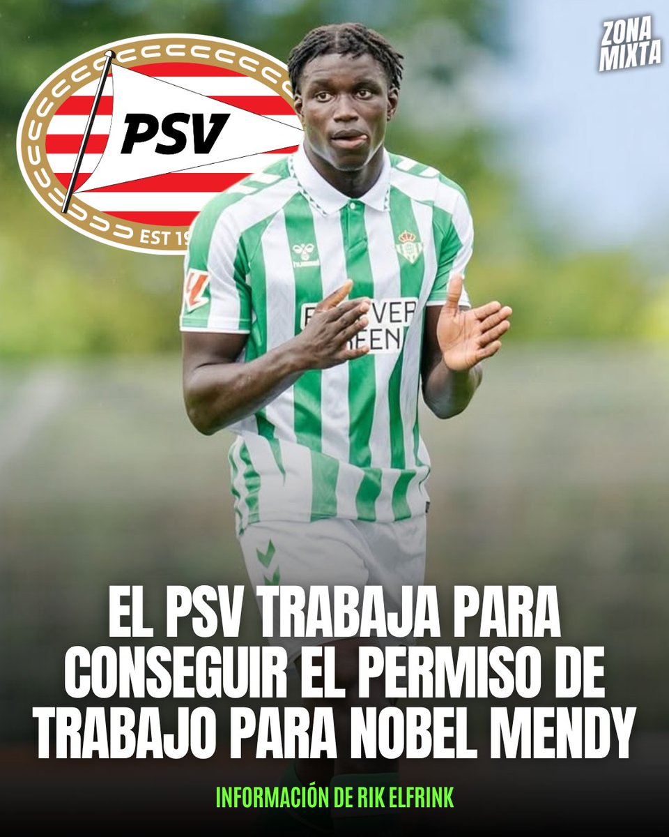 🚨🟢⚪️ El PSV trabaja para conseguir el permiso de trabajo de Nobel Mendy.

📌 Ya hay acuerdo entre con el <a href="/RealBetis/">Real Betis Balompié 🌴💚</a> para un traspaso por unos 4 millones de euros.

📌 Este trámite podría tardar algo más de una semana.

✍️ <a href="/luisalf_fdez/">Luis Alfonso</a>