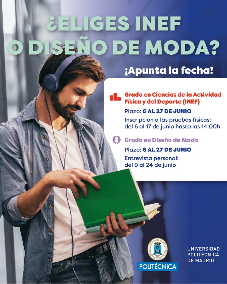 📢¡Mañana arranca la 𝗽𝗿𝗲𝗶𝗻𝘀𝗰𝗿𝗶𝗽𝗰𝗶𝗼́𝗻 en la #UPM!
➡️Si estás haciendo ahora la #PAU, tu momento será a partir del 13/06, cuando tengas tu calificación provisional.
¡Estamos deseando que seas parte de la UPM!💙
🔗 admision.upm.es/grado
#somosUPM #futurosestudiantes