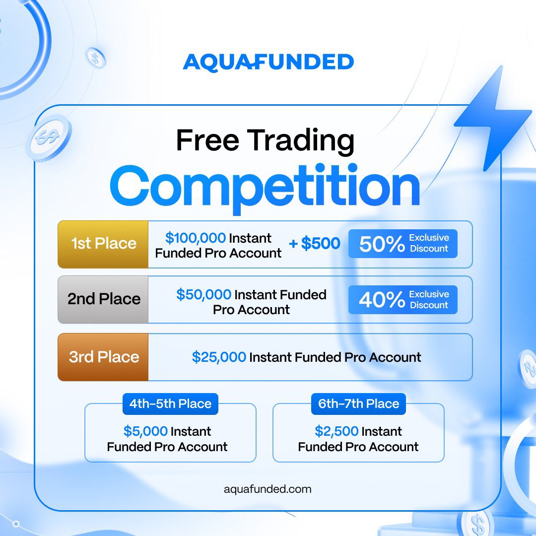 Don't miss our FREE trading competition at <a href="/AquaFunded/">AquaFunded</a> ! 🤫

You can win $500 cash + $100,000 Instant Funded Pro account. Plus a 50% exclusive discount and many more awesome prizes. 👇

Join here: trading.aquafunded.com/register