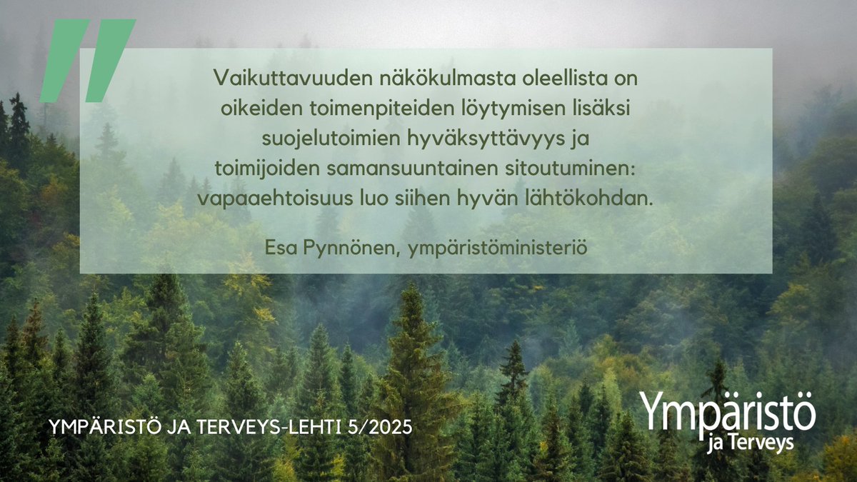 "METSO-ohjelma saavutti pysyvän suojelun tavoitteensa." Esa Pynnösen <a href="/yministerio/">Ympäristöministeriö</a> artikkeli Ympäristö ja Terveys-lehdessä 5/2025. #metso_ohjelma #metsien_monimuotoisuus #metsiensuojelu #luonnonsuojelu #ympäristö