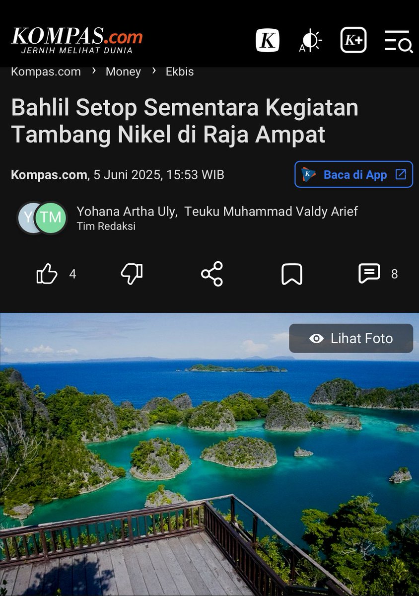 “Bahlil menyebut penghentian sementara operasional tambang ini akan berlangsung hingga tim Kementerian ESDM menyelesaikan proses verifikasi dan evaluasi terhadap aktivitas pertambangan di Raja Ampat”

&gt; Knapa hanya ijin &amp; lokasi aja yg di verifikasi? Kalau merusak alam, batalkan!