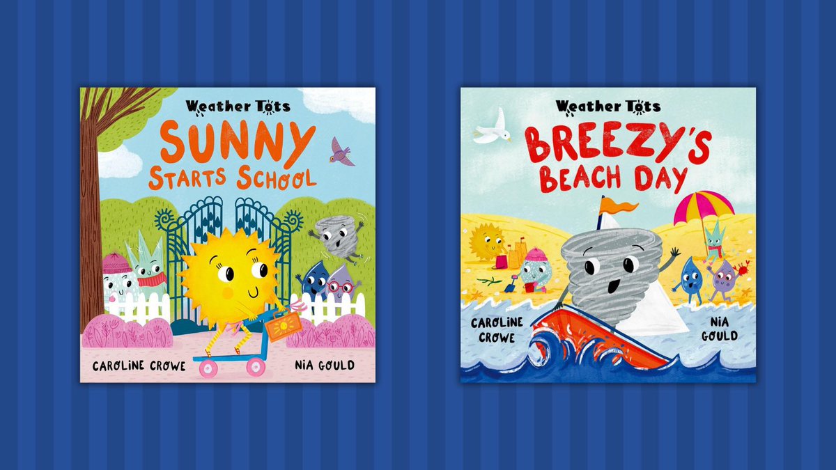 Happy Publication Day to two brilliant new picture books, WEATHER TOTS: SUNNY STARTS SCHOOL &amp; WEATHER TOTS: BREEZY’S BEACH DAY by <a href="/crowehoho/">Caroline Crowe</a> and illustrated by <a href="/niagouldstudio/">Nia Gould</a> ☀️🏖️📚😍