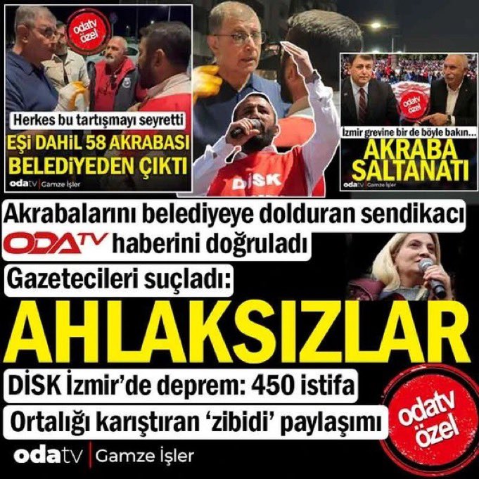 İzmir belediyesi pkk lılara ve akp lilere bırakılmayacak
İlk önce pkklı sendika başkanı
Ve izmir belediyesine doldurduğu 58 akrabası görevden men edilmeli
İzmir'de izmirli belediye işçileri istiyoruz
#GidişinizBayramOlur Vergilerimiz AKPKK MHPKK ya gidiyor.Hırsız var <a href="/DiPietroAnt/">Antonio Di Pietro</a>