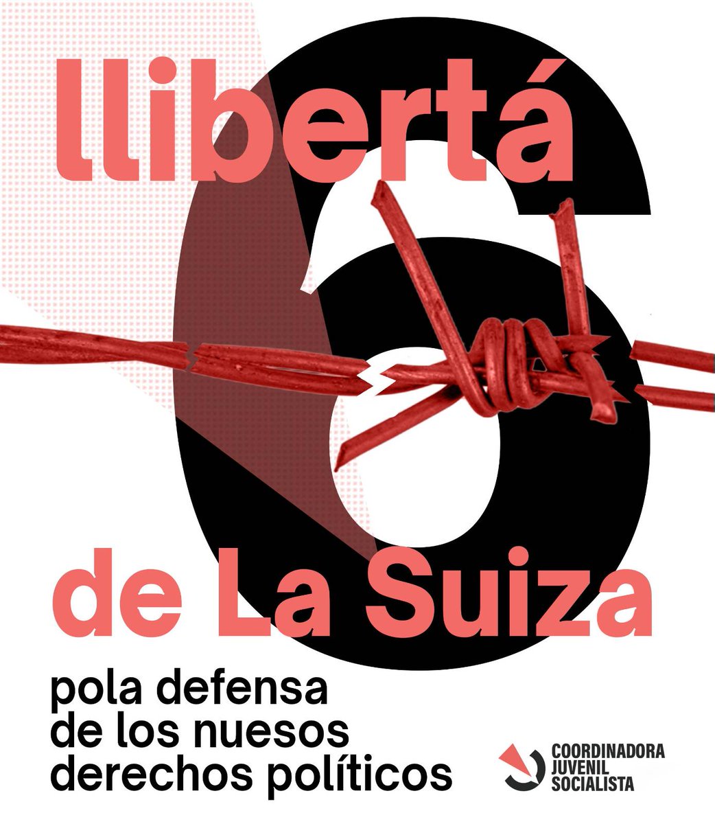 Asturies_CJS's tweet image. 🔴 COMUNICÁU - SOBRE LA ENTRADA EN PRISIÓN DE LES 6 DE LA SUIZA
Contra la ofensiva autoritaria y l'ataque a los nuesos derechos politicos, apostemos pola organización independiente de clase.
LLIBERTÁ 6 DE LA SUIZA