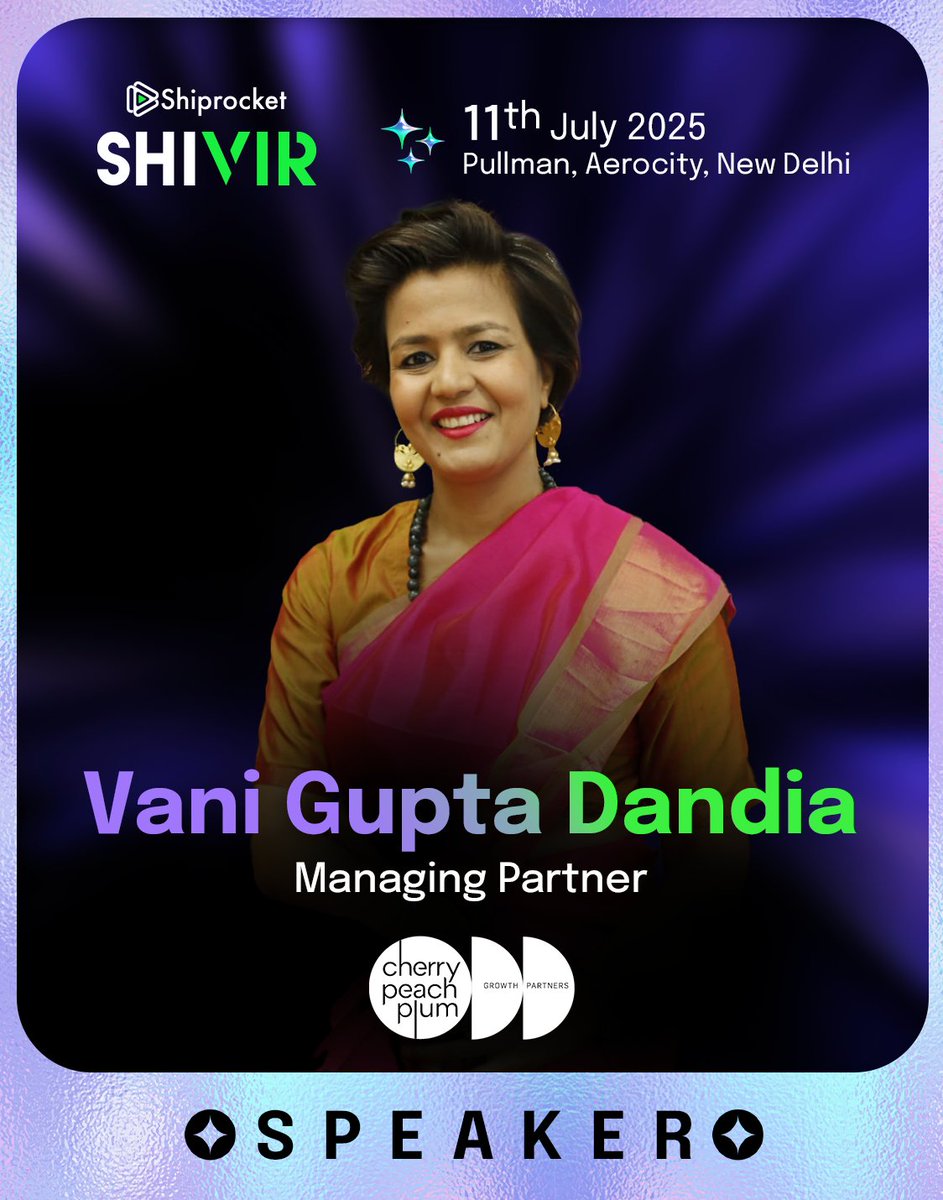 SR_SHIVIR's tweet photo. 📣 Unlocking Brand Growth with Strategic Marketing Excellence
We're thrilled to announce that Vani Gupta Dandia, Founder of @cherrypeachplum, will be joining us at #ShiprocketSHIVIR – AI Commerce Edition, Made for Bharat! 🚀
#ShiprocketSHIVIR #AICommerce #MadeForBharat #D2CBrands https://t.co/aMzqJKBltu