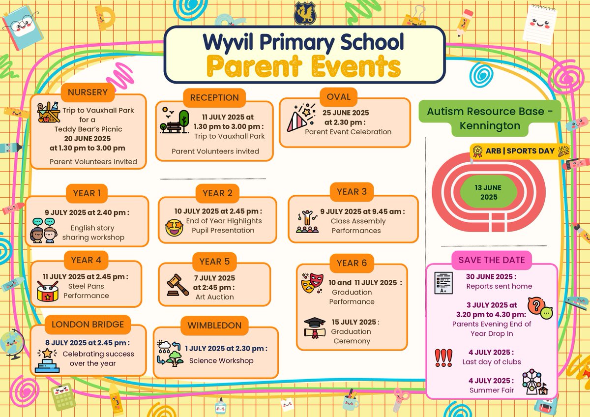 📣 We’ve got some exciting Parent Events coming up in Term 6! 🎉 Check out our poster for all the details - workshops, celebrations and more! We can’t wait to see you there! 👏🗓️ #WyvilPrimary #ParentEngagement #SchoolEvents
