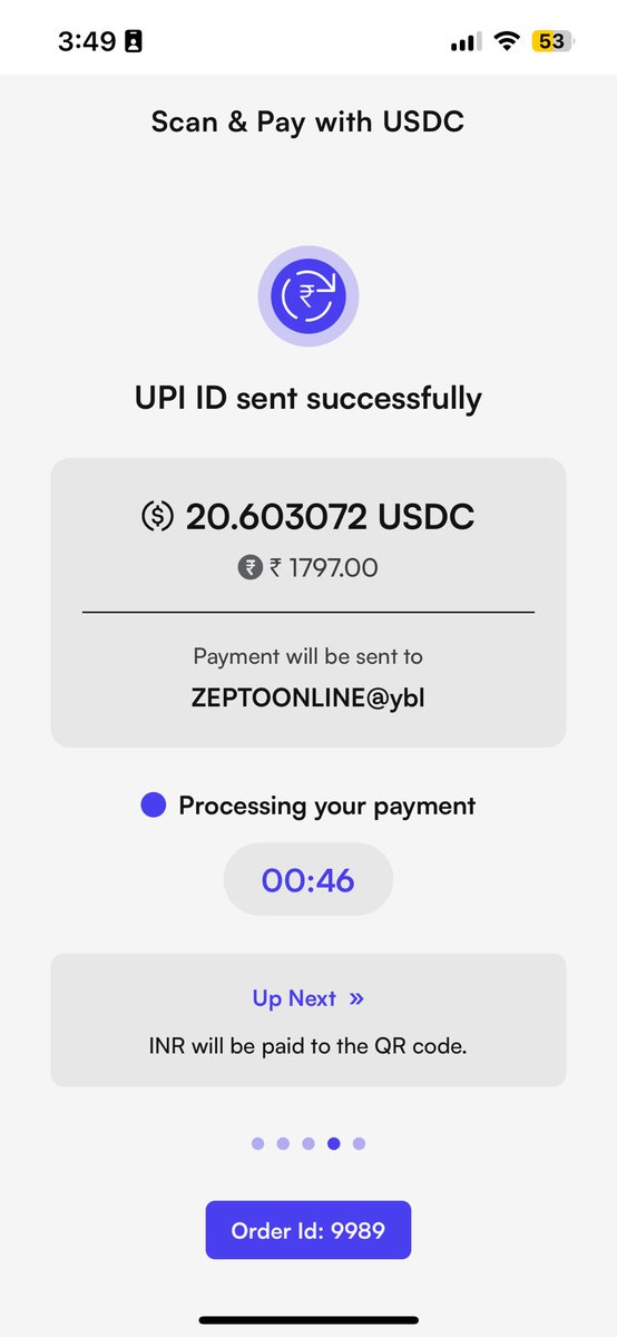 dietcokeinpepsi's tweet image. Paid ₹1797 on Zepto with 20.61 USDC via @P2Pdotme
Boom — 20% cashback dropped instantly 💰
UPI QR + Crypto = 🔥


Order ID: 9989

If you&apos;re not using this, you&apos;re leaving money on the table.
#P2Pdotme #CashbackHack #USDCtoINR #ZeptoHack 

@P2Pdotme