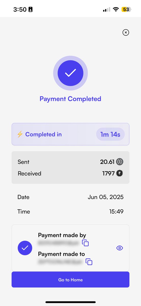 dietcokeinpepsi's tweet image. Paid ₹1797 on Zepto with 20.61 USDC via @P2Pdotme
Boom — 20% cashback dropped instantly 💰
UPI QR + Crypto = 🔥


Order ID: 9989

If you&apos;re not using this, you&apos;re leaving money on the table.
#P2Pdotme #CashbackHack #USDCtoINR #ZeptoHack 

@P2Pdotme