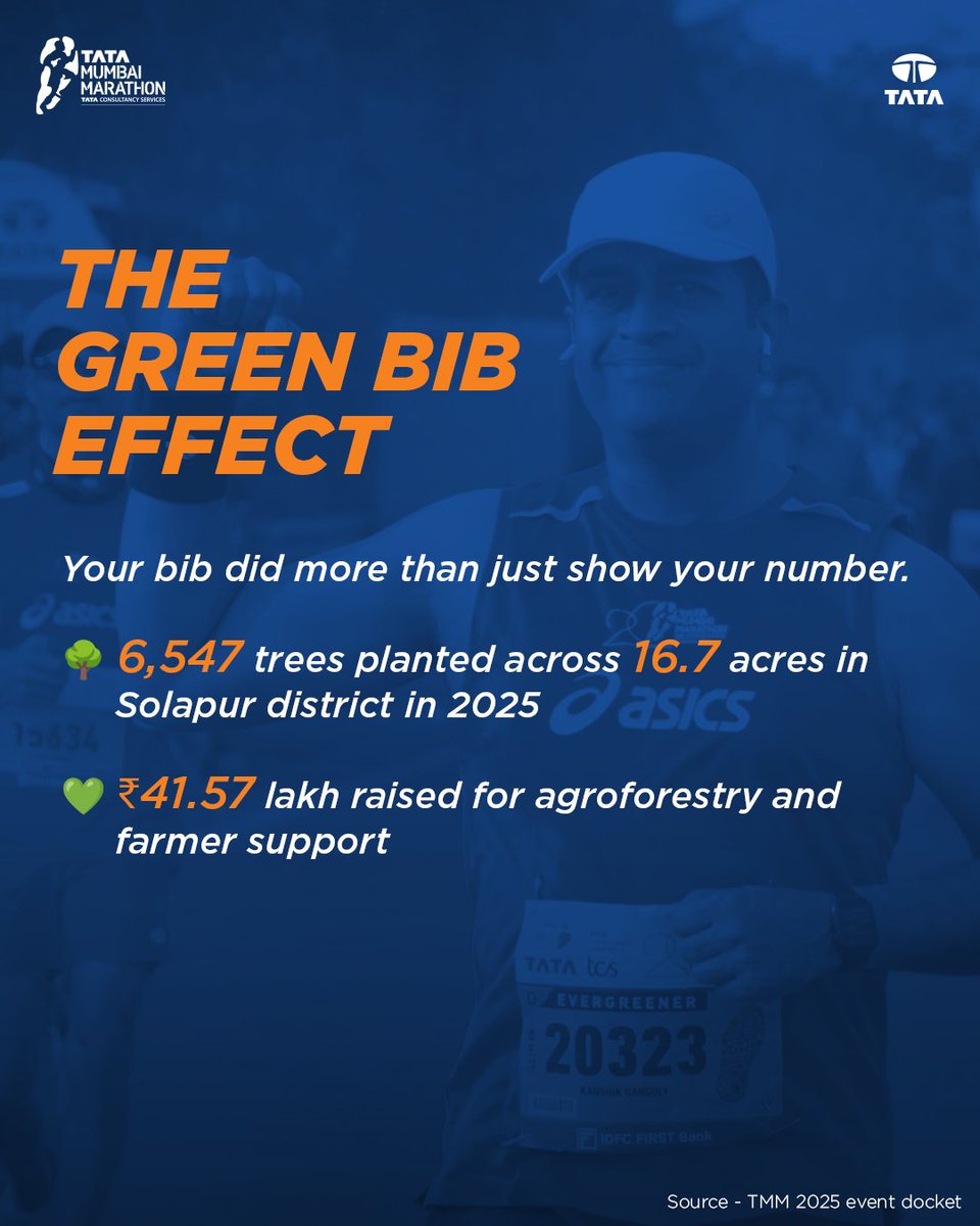 This #WorldEnvironmentDay2025, we celebrate a race that runs deeper than the distance 🫶 

The #TMM2025 Green Bib wasn’t just a number — it was a promise to plant trees, support farmers, and run for the planet. 💚

#HarDilMumbai