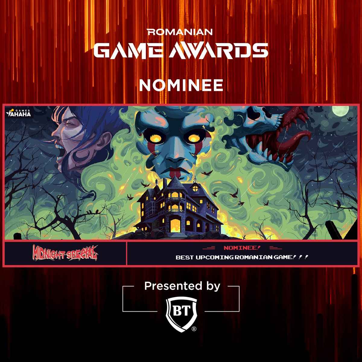 Yahaha_Games's tweet photo. 🎉Great news: Midnight Special is nominated for Best Upcoming Romanian Game at the Romanian Game Awards!
🥰Huge thanks to the jury &amp; all your support.
🎮EA is out now on Steam, full release coming in 2026!
🔗 Play now: https://t.co/K90KFy6ec5
#horrorgame #indiegame #devplay #RGA https://t.co/AgMwp8myww