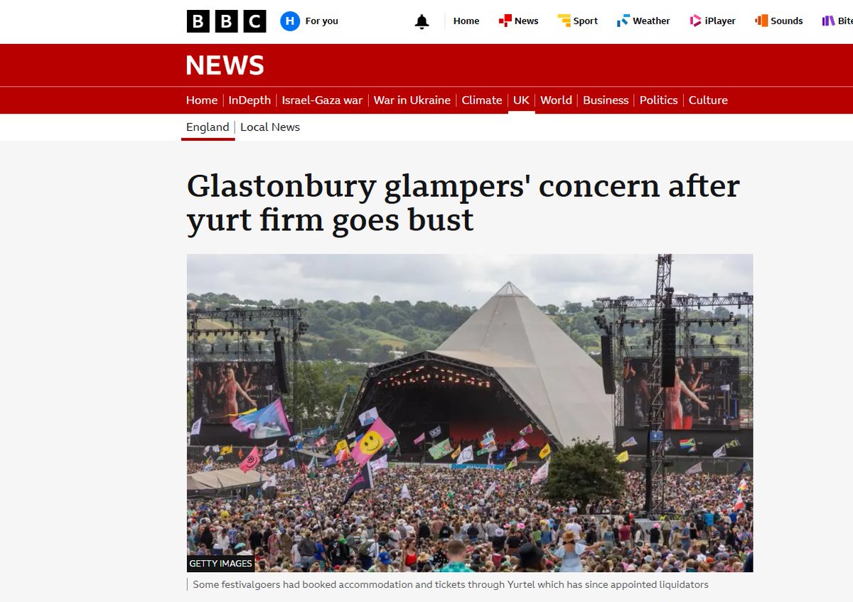 ICSMCredit's tweet photo. Checkaco Hospitality News: Insolvent glamping firm fails to repay thousands of pounds to customers ahead of Glastonbury Festival  https://t.co/X5Bl5WqmUH https://t.co/W3iLAvYTBX