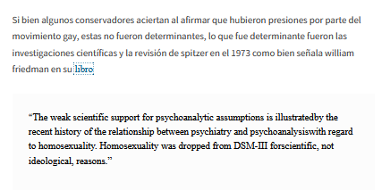 -No se queja de que se clasifique la homosexualidad como enfermedad sin evidencia pero si de que se desclasifique  sin evidencia.

Pero obviamente es falso, claro que hubieron estudios que ayudaron, sin embargo no se hizo ni un estudio para clasificarla como una enfermedad