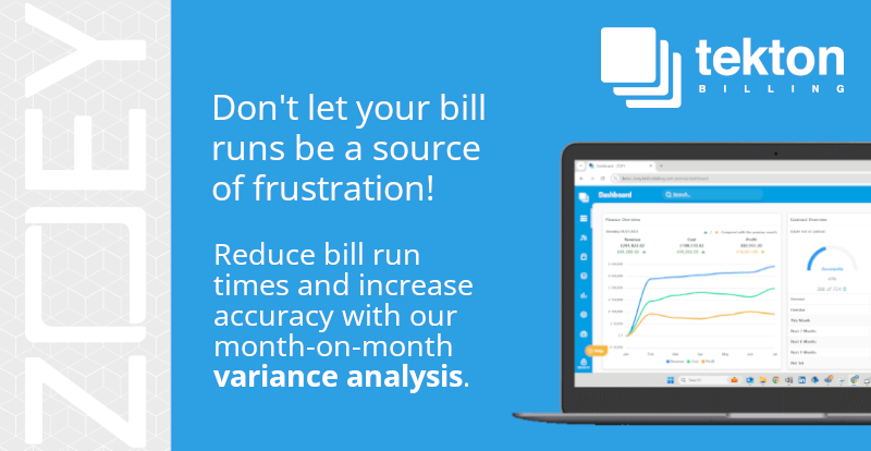 ZOEY makes comparing your invoice run to last month SO EASY! With our interactive month-on-month variance analysis, you can instantly see what you billed your customer this month vs last. Stay in control of your revenue &amp; drive growth: tektonbilling.com/contact-us/ #billing #telecoms
