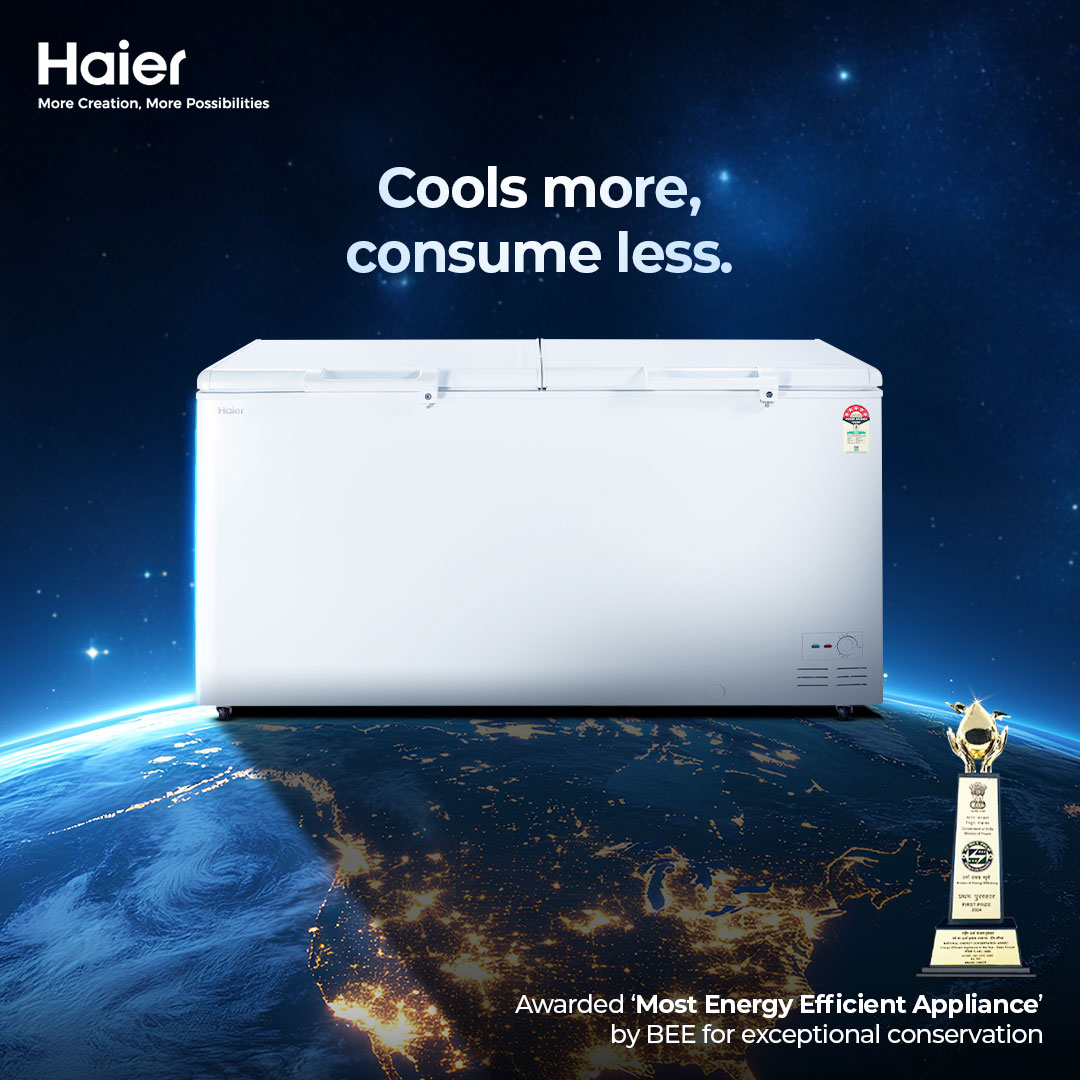 IndiaHaier's tweet image. Even the coldest appliances can care deeply.
Haier Deep Freezers are built to preserve more than just food —with energy-efficient technology recognised by BEE, they help protect the planet too.
Because a greener tomorrow starts with the choices we make today.

#Haier #DeepFreezer