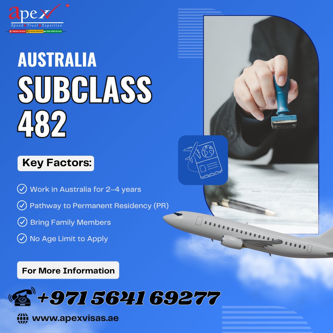 Apex Consultants Middle East DMCC. (@apexmiddle) on Twitter photo Subclass 482 - Work Visa
โ๏ธ Work ๐โ๐ ๐ฒ๐๐๐ซ๐ฌ in Australia
โ๏ธ Pathway to ๐๐
โ๏ธ ๐๐ซ๐ข๐ง๐ ๐
๐๐ฆ๐ข๐ฅ๐ฒ
โ๏ธ ๐๐จ ๐๐ ๐ Limit to Apply
๐ +971 5641 69277
๐ apexvisas.ae
#Subclass482 #AustraliaVisa #WorkAbroad #PRPathway #ApexConsultants Subclass 482 - Work Visa
โ๏ธ Work ๐โ๐ ๐ฒ๐๐๐ซ๐ฌ in Australia
โ๏ธ Pathway to ๐๐
โ๏ธ ๐๐ซ๐ข๐ง๐ ๐
๐๐ฆ๐ข๐ฅ๐ฒ
โ๏ธ ๐๐จ ๐๐ ๐ Limit to Apply
๐ +971 5641 69277
๐ apexvisas.ae
#Subclass482 #AustraliaVisa #WorkAbroad #PRPathway #ApexConsultants