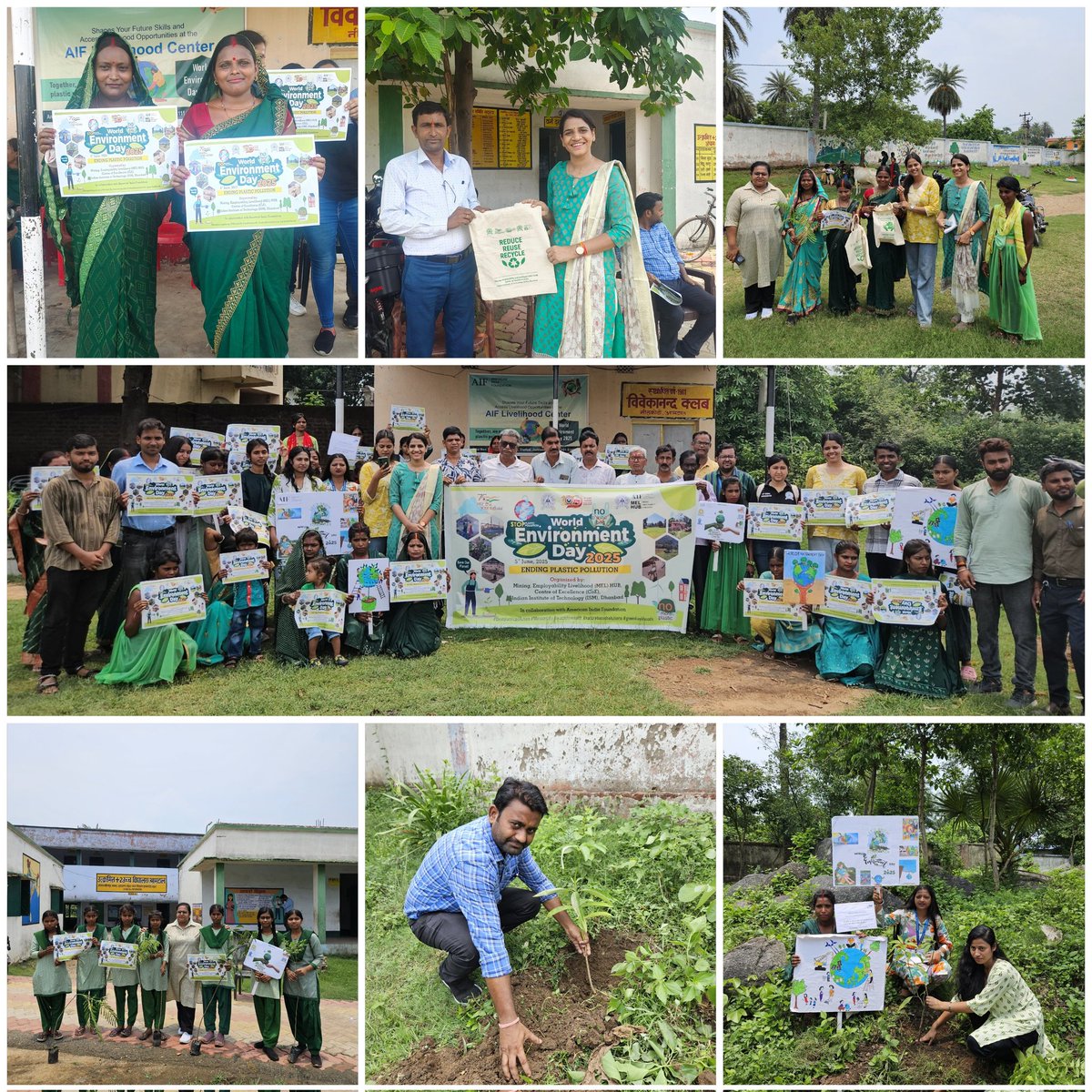 AIFTIITISM's tweet photo. 🌍 World Environment Day 2025 | Theme: Ending Plastic Pollution 🌱

MEL-HUB, IIT(ISM) Dhanbad and AIF, conducted Plantation drive, distribution of cloth bags and awareness programme to beat plastic pollution and environment protection at Amtal, Dhanbad , Jharkhand. https://t.co/NPa0sPWpnM