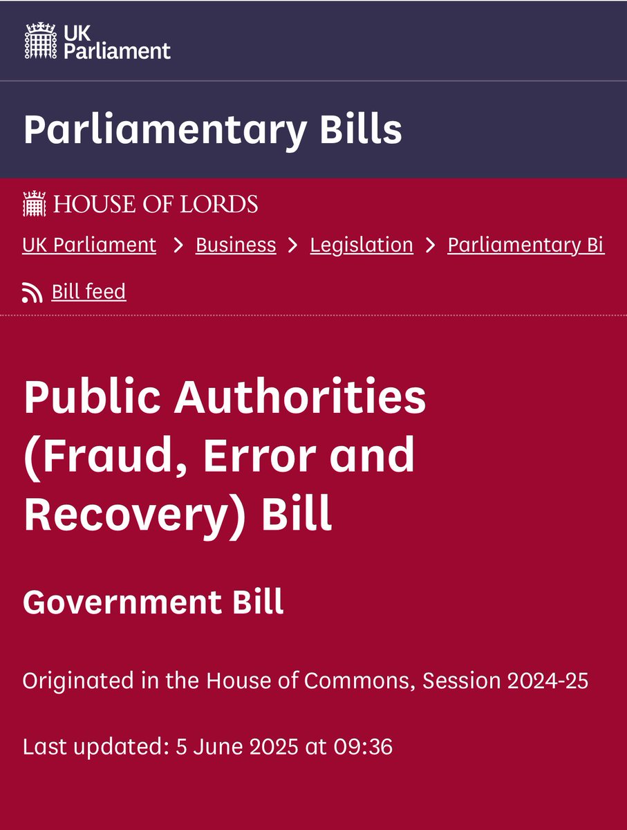 🚨 SURVEILLANCE -  The government really is coming for your bank account, your privacy, and even your driving licence.

The Public Authorities (Fraud, Error and Recovery) Bill is in the HoL currently. On the face of it this bill is being created in order to stop benefits fraud