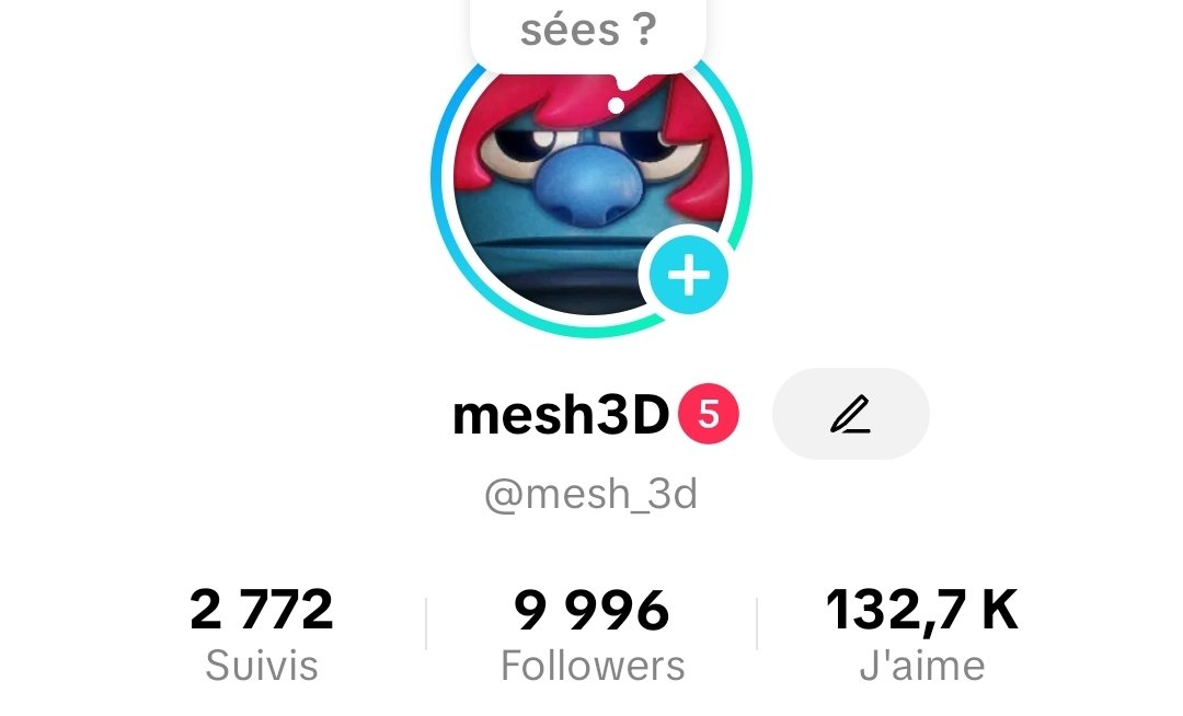 Siouplaît, manger pas cher pas cher pour atteindre les 10k sur Tiktok 🙏

↪️tiktok.com/@mesh_3d?_t=ZN…