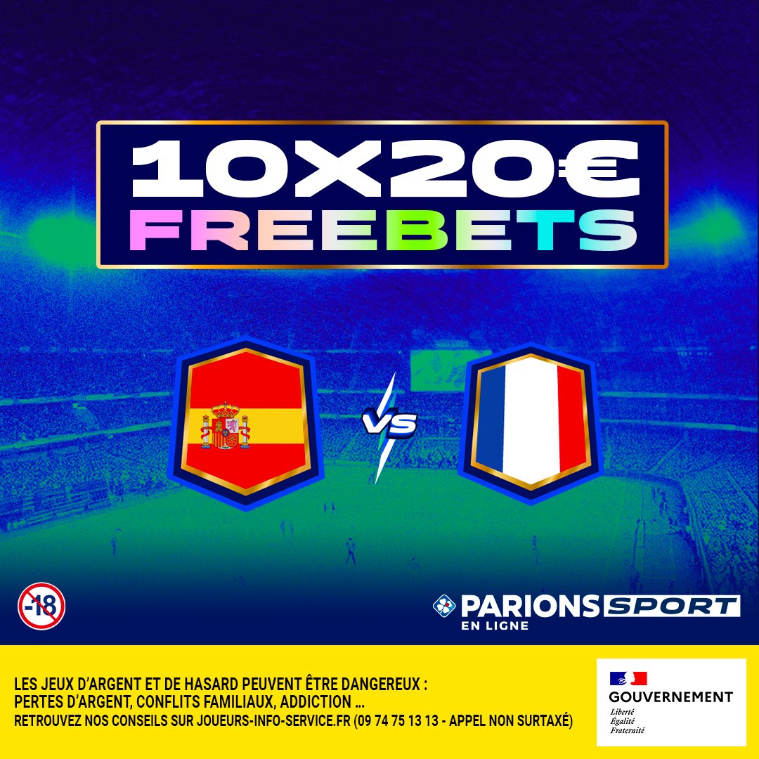 ParionsSport's tweet photo. Jour de demi-finale de #NationsLeague ! 10x20€ de Freebets à gagner pour ce #ESPFRA ! 🇫🇷

Pour jouer :
1️⃣ RT + Follow
2️⃣ Commentez avec #FreebetParionsSport

📆 TAS le 06/06
📃 Règlement : https://t.co/9y6EjuC5NA https://t.co/jgxB3l10xv